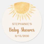 Baby shower Sunshine Ronde Sticker (Voorkant)