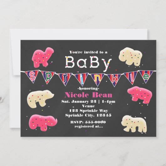 Baby shower sur les cookies animaux Invitations de (Devant)