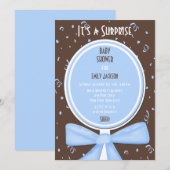 Baby shower surprise Invitation Bleu (Devant / Derrière)