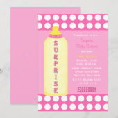 Baby shower surprise Invitation Pink Baby Bottle (Devant / Derrière)