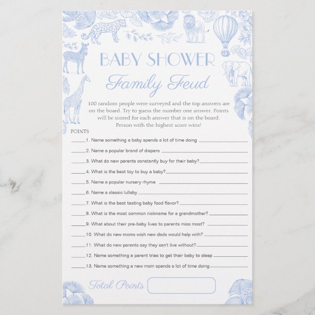 Baby shower Survey dit carte de jeu (Devant)
