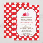 Baby shower Sweet Red & PINK Ladybugs Invitation (Devant / Derrière)