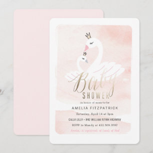 Baby shower Sweet Swan Uitnodiging met Folie