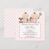 Baby shower Sweet Twin Grils Twins Invitation (Devant / Derrière)