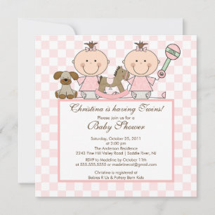 Baby shower Sweet Twin Grils Twins Invitation