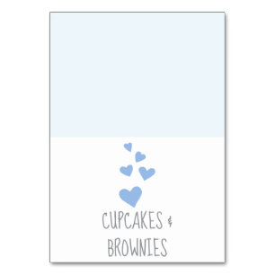 Baby Shower Tafelkaarten met Blauwe Hartjes Kaart
