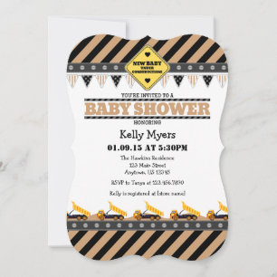 Baby shower Tan Beige Construction Invitation