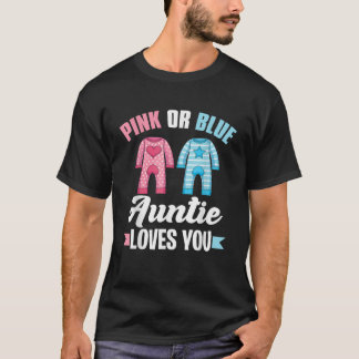 Baby shower tante Pink of Blue Auntie houdt van je T-shirt