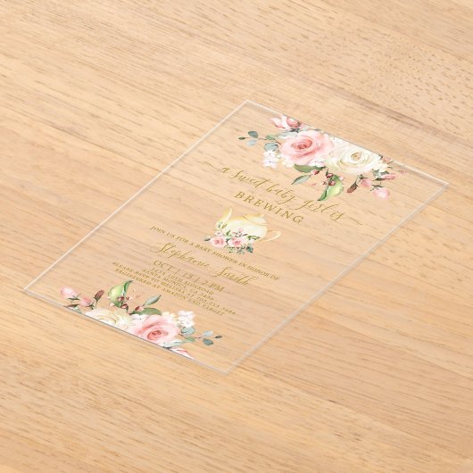 Baby shower Tea Party Acrylique Invitation (Poser)