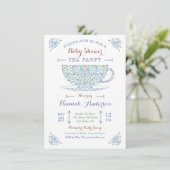 Baby shower Tea Party - Baby Boy II Invitation (Debout devant)