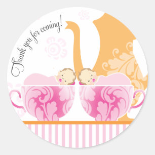 Baby shower Tea Party Favoriser Sticker Filles j
