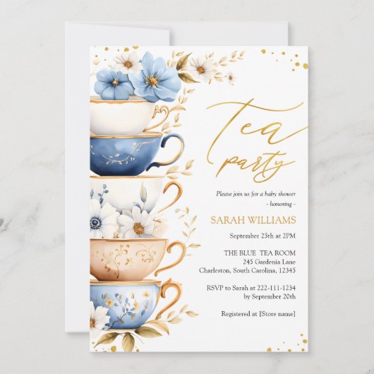 Baby shower Tea Party Invitation (Devant)