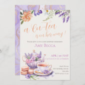 Baby shower Tea Party Invitation | Violet (Devant / Derrière)
