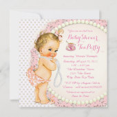 Baby shower Tea Party Kaart (Achterkant)