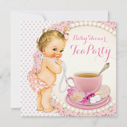 Baby shower Tea Party Kaart (Voorkant)