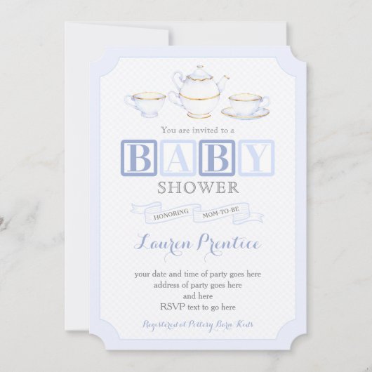 Baby shower  Tea Party nodigt Kaarten uit voor jon (Voorkant)