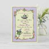 Baby shower Tea Party Purple Teapot Invitation (Debout devant)