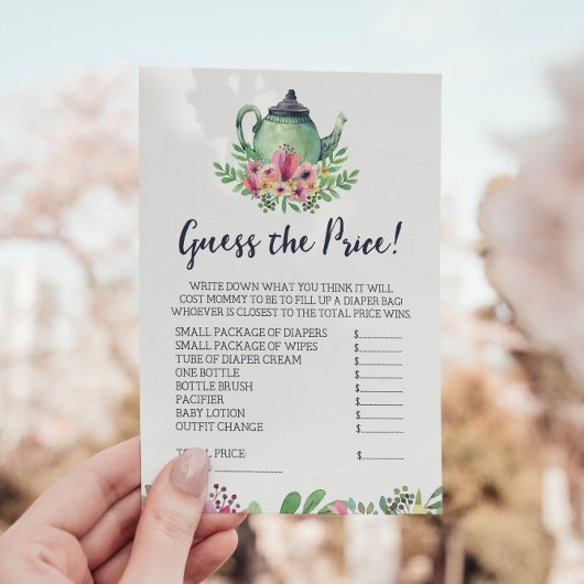 Baby shower Tea Party raadt de Kaart van het Prijs