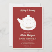 Baby shower Tea Party Rode Uitnodiging Kaart (Voorkant)