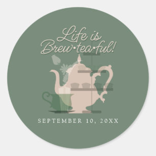 Baby shower Tea Party Schattige Minimalistisch Chi Ronde Sticker