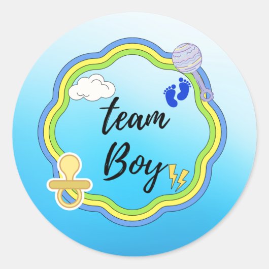 baby shower, TEAM BLUE Genderonthulling. Ronde Sticker (Voorkant)
