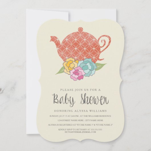 Baby shower Teapot Kaart (Voorkant)