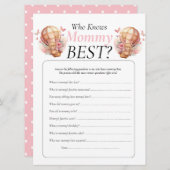 Baby Shower. teddy ballonnen Meisje dat Mamma kent Kaart (Voorkant / Achterkant)