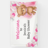 Baby shower Teddy Balloons Roze Spandoek (Verticaal)