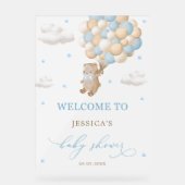 Baby shower Teddy Bear avec Ballons Bleus Bienvenu (Recto)