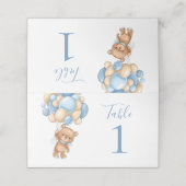 Baby shower Teddy Bear Ballon Blue Place Card (Buitenkant ongevouwen)