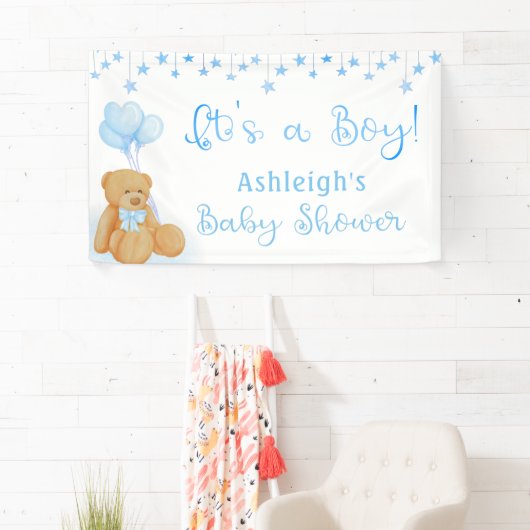 Baby shower Teddy Bear Blue-ballonnen... Het is ee Spandoek (Insitu)