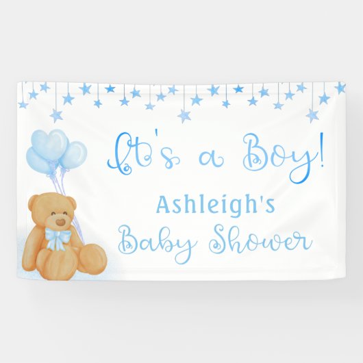 Baby shower Teddy Bear Blue-ballonnen... Het is ee Spandoek (Horizontaal)