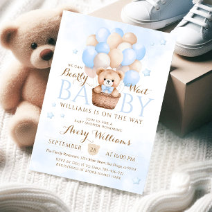 Baby shower Teddy Bear Blue Balloon Boy Kaart