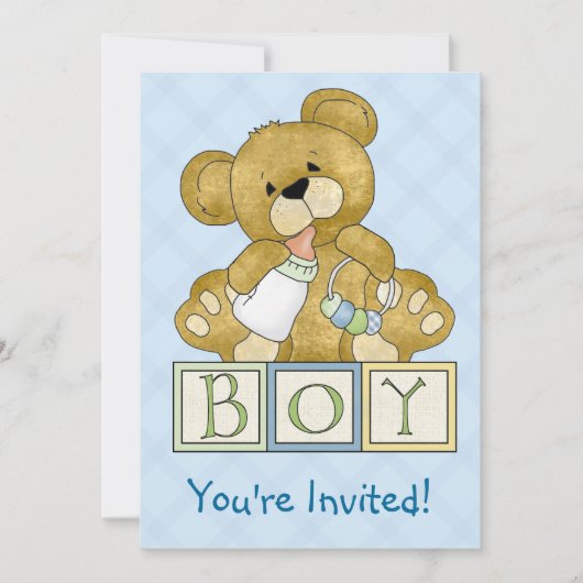 baby shower Teddy Bear Boy Kaart (Voorkant)