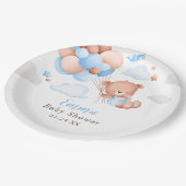 Baby shower Teddy Bear Boy Papieren Bordje (Gekanteld)
