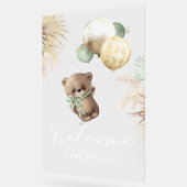 Baby shower Teddy Bear et Green Balloons Bienvenue (Angle)