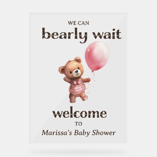 Baby shower Teddy Bear Girl Bienvenue (Recto)