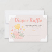 Baby shower Teddy Bear Girl Diaper Carte Raffle (Devant)