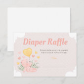 Baby shower Teddy Bear Girl Diaper Carte Raffle (Devant / Derrière)
