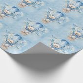 Baby shower Teddy Bear Hot Air Ballon Boy Cadeaupapier (Hoek)