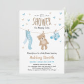 Baby shower Teddy Bear Invitation Baby Boy (Debout devant)