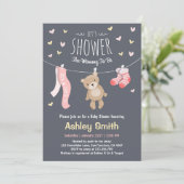 Baby shower Teddy Bear Invitation Baby Girl (Debout devant)