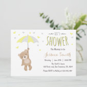 Baby shower Teddy Bear Invitation Jaune Neutre (Debout devant)