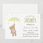 Baby shower Teddy Bear Invitation Jaune Neutre (Devant / Derrière)