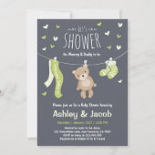 Baby shower Teddy Bear Invitation Lime Green (Devant)