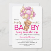 Baby shower Teddy Bear Meisje Thema Kaart (Voorkant)