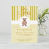 Baby shower Teddy Bear Sketch Invitation - Jaune (Debout devant)