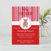 Baby shower Teddy Bear Sketch Invitation - Rouge (Debout devant)