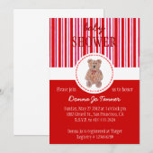 Baby shower Teddy Bear Sketch Invitation - Rouge (Devant / Derrière)