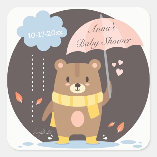 baby shower Teddy Bear Sticker (Voorkant)